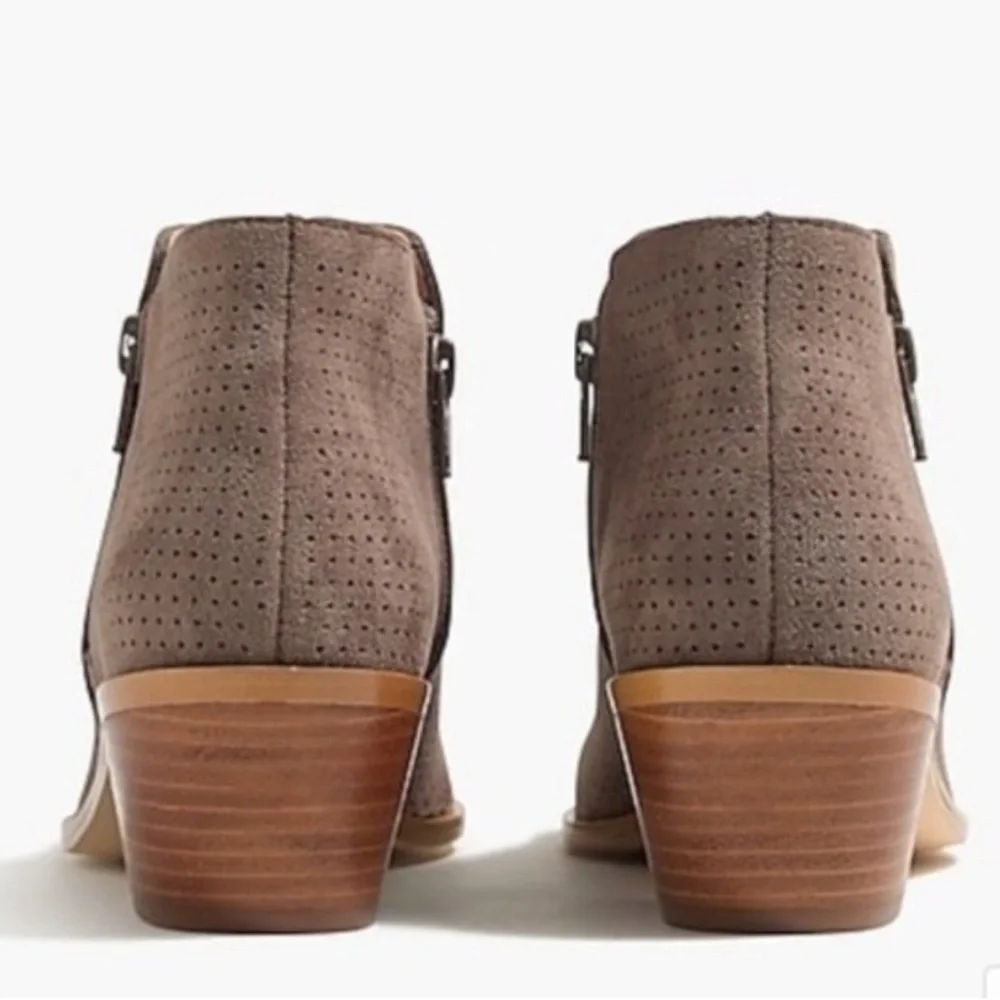 J Crew perforated ankle bootie with double side zip in brown size 8.5
